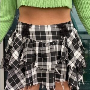 Hot Topic Black White Plaid Mini Skirt M